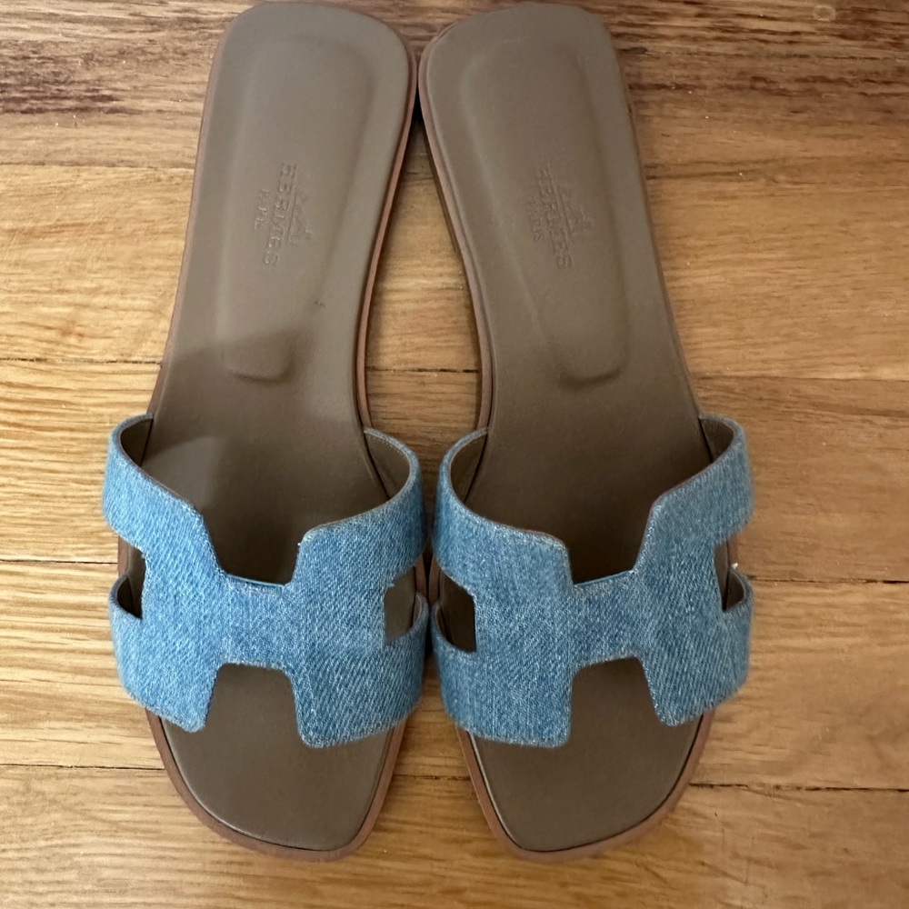 Hermes Oran Denim Sandals